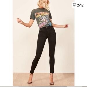 Reformation High Waisted High Rise Black Crop Ankle Skinny Jeans Size 25